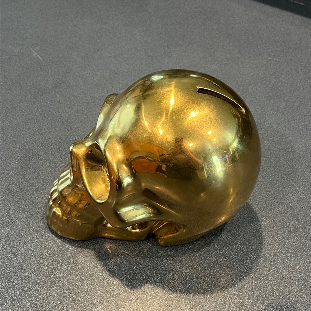 Gold Skull Coin Bank